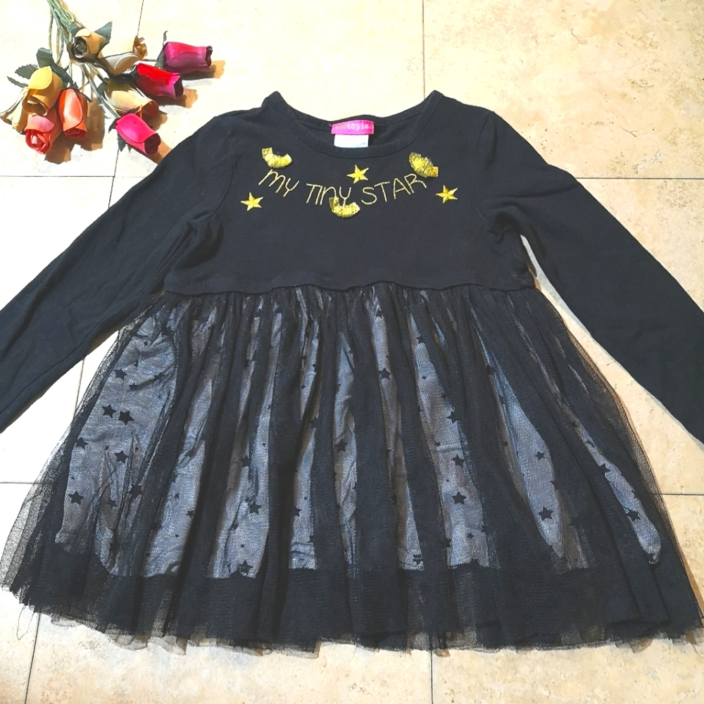 Girls Dress With Mesh Overlay